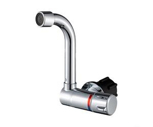 Advokingtap Robinet de cuisine à poignée unique pour camping-car, robinet de cuisine rotatif à 360 ° avec bec pliable pour chaud/froid, robinet en laiton, économie d'eau pour camping-car, remorque