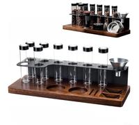 Advokingtap Tubes de rangement pour grains de café avec support en bois, conteneur portable à dose unique, fioles en verre vides scellées pour café bar