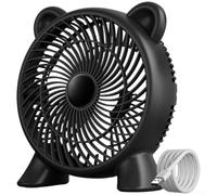 Advokingtap Ventilateur de bureau compact en forme d'ours, alimenté par USB, petit ventilateur silencieux pour chambre à coucher, étude, contrôle à 3 vitesses, rotation grand angle, construction en