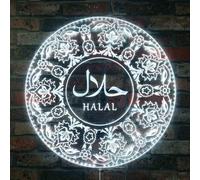 ADVPRO Halal Food Muslim Café Restaurant RGB Dynamic Glam Panneau LED - Forme découpée à bord - Décoration 3D intelligente - Signalisation multicolore st06s22-fnd-i0063-c