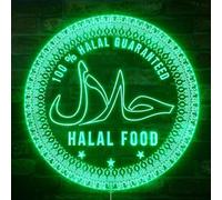 ADVPRO Halal Food Muslim Guaranteed RGB Dynamic Glam Panneau LED - Forme coupée à bord - Décoration 3D intelligente - Signalisation multicolore st06s22-fnd-i0062-c