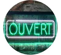 ADVPRO Ouvert Open Shop Bar Club Restaurant Décor Dual Color LED Enseigne Lumineuse Neon Sign Blanc et Vert 600 x 400mm st6s64-i3210-wg