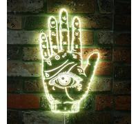 ADVPRO Psychic Readings - Main de diseur de bonne aventure avec chiromancie - Panneau LED RVB dynamique glamour - Forme découpée - Décoration 3D intelligente - Signalisation multicolore