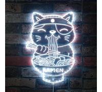 ADVPRO Ramen Cat Happy Face Noodle Restaurant RGB Dynamic Glam Panneau LED - Forme découpée à bord - Décoration 3D intelligente - Signalisation multicolore st06s22-fnd-i0028-c
