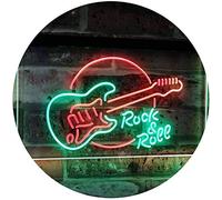 ADVPRO Rock & Roll Electric Guitar Band Room Music Dual Color LED Enseigne Lumineuse Neon Sign Vert et Rouge 600 x 400mm st6s64-i2303-gr