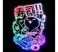 ADVPRO Sushi Cat Panneau LED RGB dynamique glamour ouvert - Forme découpée à bord - Décoration 3D intelligente - Signalisation multicolore st06s43-fnd-i0210-c