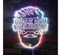 AdvPro Walk-Ins Welcome Barber Shop Haircut Open RGB Dynamic Glam Panneau LED - Forme coupée à bord - Décoration murale intelligente 3D - Éclairage dynamique multicolore st06s43-fnd-i0054-c