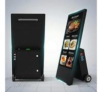 ADVUE Stop Trottoir Numérique Extérieur Mobile sur Batterie 14h - Écran Publicitaire LCD 43" Étanche IP65 - Totem Vidéo Haute Luminosité 1800 Nits pour Commerce & Restaurant - Android, USB, Roulettes