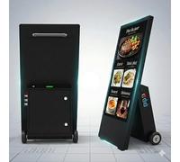 ADVUE Stop Trottoir Numérique Extérieur Mobile sur Batterie 20h - Écran Publicitaire LCD 43" Étanche IP65 - Totem Vidéo Haute Luminosité 1800 Nits pour Commerce & Restaurant - Android, USB, Roulettes