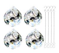 ADWIKOSO Lot de 4 Pcs 40MM Attrape-soleil pendentifs en forme de boule de cristal avec prisme Feng Shui pour décoration de fenêtre de mariage, maison (40 mm)