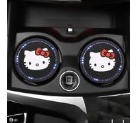 AdwOa 2Pcs Costume de Porte-gobelet de Voiture sous-Verres, Accessoires intérieurs de Voiture de 2,75 Pouces, Hello Kitty Bling Holder Insert Durable Tapis en Silicone antidérapant pour,Blue Diamond