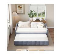 ADWOLT Canapé-lit convertible 2 places 90/180x200 cm velours gris - Matelas non inclus