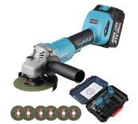 ADWOLT Meuleuse d'angle sans fil 20V Brushless Meuleuse d'angle sans fil Ø du disque : 125 mm,2 batteries lithium-ion,12 disques abrasifs