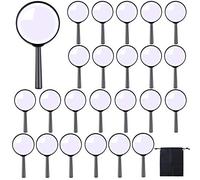 ADXCO 24 Pack Handheld Magnifier Plastic Magnifying Glass Portable Reading Magnifiers Plastic Magnifying Glasses with Storage Bag for Reading Jewelry Home Office Desk Accessories, Book, Magazine
