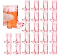 ADXCO Lot de 24 mini verres à bière en plastique réutilisables de 28,3 g pour cowboy, cowgirl, enterrement de vie de jeune fille, rose