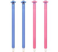 ADYEKSD Lot de 4 stylos gel effaçables, Thèmes Cartoon, boule sur les extrémités pour enlever l'encre, Bleu, thermosensible, diamètre de la pointe 0,7 mm