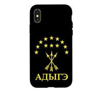 Adygea Flag Design with Yellow Stars Great Circassian Adiga Coque pour iPhone X/XS