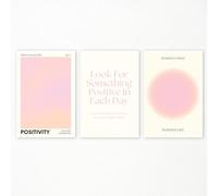 Adyggefy Lot de 3 affiches d'anges Aura dégradés roses pour chambre, esthétiques, 30,5 x 40,6 cm, pastel, positif, citations d'affirmation quotidienne, Canavs, art mural abstrait minimaliste pour