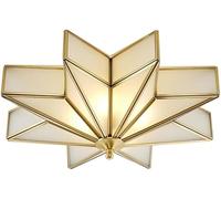 ADYOLTB Américain de luxe ferme bar rétro industrie couleur dorée rond plafonnier encastré 4 * E27 cuivre boîte à lumière plafonnier fruits verre abat-jour plat LED lumière magasin restaurant éclairag