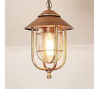 ADYOLTB Américain Rétro Luminaire Étanche IronHanging Lampe E27 Lumière Extérieure Cour Jardin Lampe Suspendue Couloir Balcon Lampe Extérieure Villa Phare Lanterne en Verre Lampe Suspendue