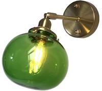 ADYOLTB Applique murale en verre vert de décoration vintage, luminaire mural moderne du milieu du siècle, abat-jour réglable, lampe murale industrielle de ferme en or vintage pour chambre à coucher, c