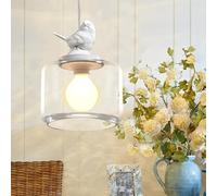 ADYOLTB Lampes suspendues de décoration de maison moderne nordique avec un seul abat-jour en verre transparent en résine oiseaux lustre blanc lampe suspendue de plafond de ferme vintage pour îlot de c