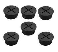 Adyoney Lot de 6 œillets de bureau noirs de 25 mm, résout facilement les problèmes de gestion des câbles, œillets de cordon en silicone souple pour table et autres meubles