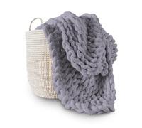 Adyrescia Couverture en Tricot épais 100% Faite Main avec Fil Chenille Jumbo (152,4 x 203,2 cm, Gris Lilas)