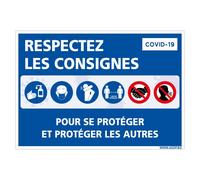 Adzif.biz® - Adhésif Consignes De Sécurité pour se Protéger - Gestes Barrière - Prévention Sanitaire - Covid19 - Coronavirus - Dimensions 105 x 75 mm - Anti-UV