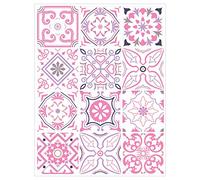 Adzif.biz Le sticker de decoration - 12 Pièces - PINKNIGHT - Dimensions d'un Sticker : 15 x 15 cm / 150 x 150 mm - Autocollants de Carreaux Adhésif - Stickers Autocollants Adhesifs Carrelage