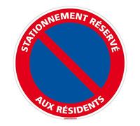 Adzif.biz Le sticker de decoration - Adhésif - Stationnement Réservé aux Résidents - Diamètre 200 mm - Protection Anti-UV
