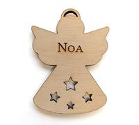 Adzif.biz Le sticker de decoration Ange étoilé en Bois personnalisé. Ange en Bois à Suspendre. Déco pour Sapin à Personnaliser. Ange Bois avec prénom