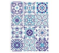 Adzif.biz Le sticker de decoration - BLUENIGHT - Dimensions d'un Sticker : 10 x 10 cm / 100 x 100 mm - Autocollants de Carreaux Adhésif - 12 Pièces Autocollants Adhesifs Carrelage