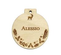 Adzif.biz Le sticker de decoration Boule de noël en Bois Personnalisable. Boule en Bois à Suspendre. Boule pour Sapin à Personnaliser. Boule en Bois pour Sapin avec prénom