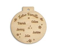 Adzif.biz Le sticker de decoration - Boule de Noël Famille Personnalisable en Bois - décoration avec prénoms