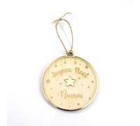 Adzif.biz Le sticker de decoration - Boule Joyeux NOËL Nounou - Cadeau DE NOËL MAITRESSE, Nounou, Atsem, MAÎTRE avec PRÉNOM PERSONNALISÉE