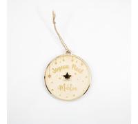 Adzif.biz Le sticker de decoration - Boule Joyeux NOËL PERSONNALISÉ - Cadeau DE NOËL MAITRESSE, Nounou, Atsem, MAÎTRE - bois