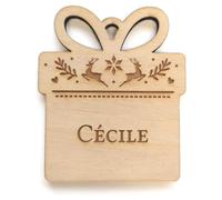 Adzif.biz Le sticker de decoration - Cadeau de noël en Bois Personnalisable. à Suspendre. Déco pour Sapin - Cadeau Bois avec prénom