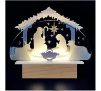Adzif.biz Le sticker de decoration - Crèche de Noël Lumineuse, scène 3D de la nativité en LED.