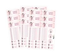 Adzif.biz Le sticker de decoration Étiquettes Ecole Prénom Personnalisables kit 120 étiquettes prénom, étiquettes stylos, étiquettes cahiers, gourde Danseuse
