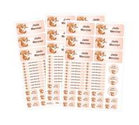 Adzif.biz Le sticker de decoration Étiquettes Ecole Prénom Personnalisables kit 120 étiquettes prénom, étiquettes stylos, étiquettes cahiers, gourde Ecureuil