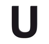 Adzif.biz Le sticker de decoration - Lettre U Décorative en Verre Acrylique Noir 4mm | Lettrage Élégant en Verre Synthétique pour Prénom, Mariage, Enseigne et Décoration