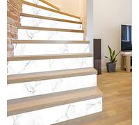 Adzif.biz Le sticker de decoration - Lot de 4 Contre Marches Adhésives Pour Escalier - Dimensions 100 x 17 cm - Visuel MARBRE BLANC - 4 Bandes - Stickers