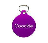Adzif.biz Le sticker de decoration Medaille Chat Avec Gravure Personnalisé ROND - Médaillon Chat En Aluminium diamètre 25 mm - Coloris Violet