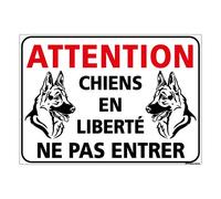 Adzif.biz Le sticker de decoration, Panneau Attention Chiens de Liberté Ne Pas Entrer, PVC rigide 1,5 mm, Dimensions 42 x 30 cm (420 x 300 mm), Protection anti UV