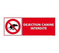 Adzif.biz Le sticker de decoration - Panneau - Déjection canine interdite - Plastique rigide PVC - Dimensions 210 x 75 mm - Film de protection UV et anti graffiti