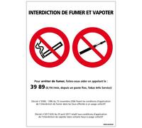 Adzif.biz Le sticker de decoration, Panneau Interdiction de Fumer et de Vapoter, Plastique rigide PVC, Dimensions 15 x 21 cm (150 x 210 mm), Film de protection UV et anti graffiti