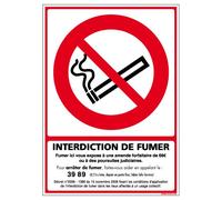 Adzif.biz Le sticker de decoration - Panneau - Interdiction de Fumer - Plastique Rigide PVC - Dimensions 150 x 210 mm - Film de Protection UV et Anti Graffiti