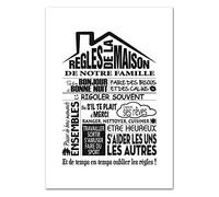 Adzif.biz Le sticker de decoration - Poster Papier Les Règles De La Maison Version Noir et Blanc - Dimensions 21 x 30 cm - Papier Brillant Non Adhésif