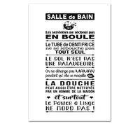 Adzif.biz Le sticker de decoration - Poster Papier Les Règles De La Salle De Bains Version Noir et Blanc - Dimensions 21 x 30 cm - Papier Brillant Non Adhésif